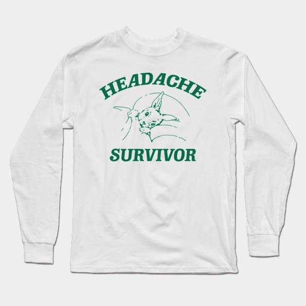 Headache survivor T Shirt, Meme T Shirt, Vintage Cartoon T Shirt, Aesthetic Tee, Unisex Long Sleeve T-Shirt by Y2KERA